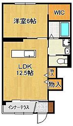 パルティールC 1LDKの間取図画像