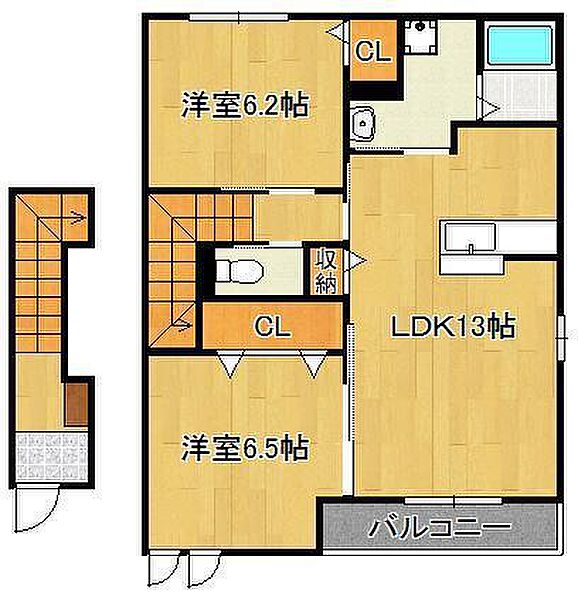 プレミールIII ｜福岡県遠賀郡岡垣町中央台6丁目(賃貸アパート2LDK・2階・62.53㎡)の写真 その2