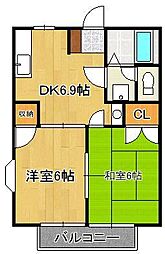 ファミールA 2DKの間取図画像