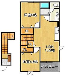 ウェイホームあまづつみC 2LDKの間取図画像