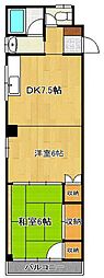 天野ビル 2DKの間取図画像