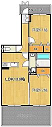 ヴァンヴェール須崎 2LDKの間取図画像