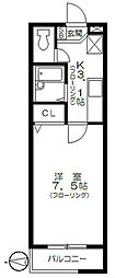 Ｃｈｒｙｓａｎｔｈ（クリサンス） 2階1Kの間取り