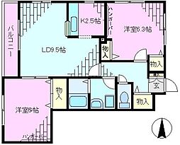 ラスタジオーネ都立家政A 2LDKの間取図画像