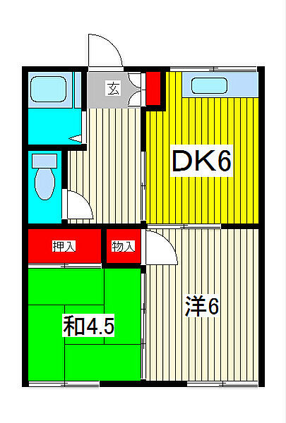 ハイツ小林 105｜埼玉県川口市鳩ヶ谷本町２丁目(賃貸アパート2DK・1階・35.00㎡)の写真 その2