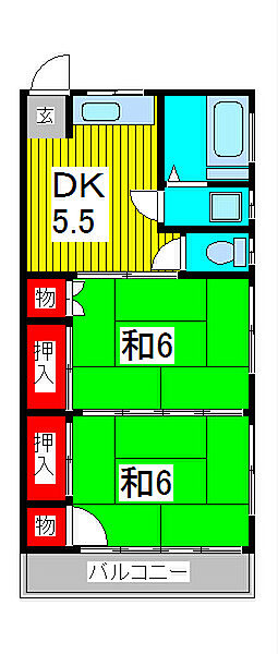 ハイツタカハシ 201｜埼玉県川口市上青木西１丁目(賃貸アパート2DK・2階・38.48㎡)の写真 その2