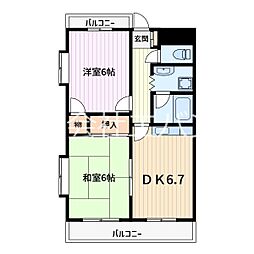 サンロードワラビ 2DKの間取図画像