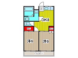 アーバンハイツわらび 2DKの間取図画像