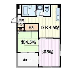 エースマンション 2DKの間取図画像