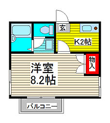 コーポカキザキ 1Kの間取図画像