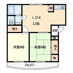 ヒルズハピネス 2LDKの間取図画像