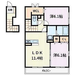 メゾンアイリス 2LDKの間取図画像