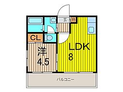 マミエール 1LDKの間取図画像