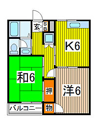 スカイプラザ 2DKの間取図画像