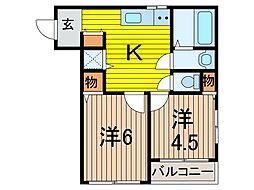 山本ハイツ 2Kの間取図画像