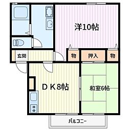 オイコス参番館 2DKの間取図画像