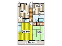 セブンハイツ1 3DKの間取図画像