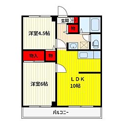 メゾンジュネス 2LDKの間取図画像