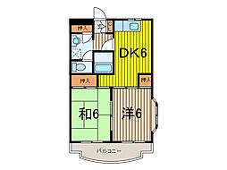 ポポラーレ壱番館 2DKの間取図画像