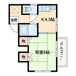 堀内ハイツ 1Kの間取図画像