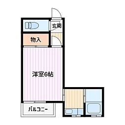 本田マンション2号棟 1Kの間取図画像