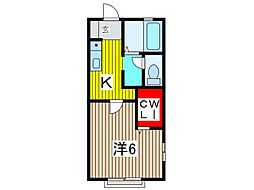 レアルコート2 1Kの間取図画像
