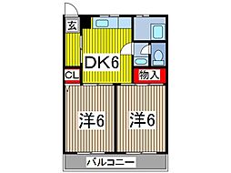 芝銀座ハイツ 2DKの間取図画像