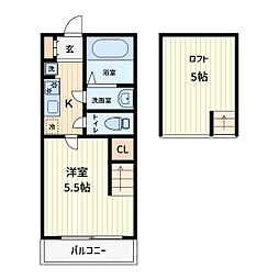 スマートテラス1 1Kの間取図画像