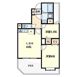 コスモプレイス蕨 2LDKの間取図画像