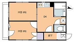 さくらハイツ 2階2DKの間取り