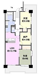 ローヤルシティ草加松原参番館 2SLDKの間取図画像