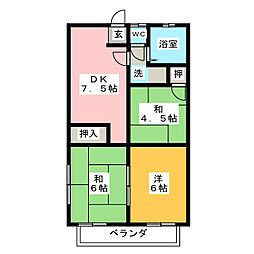 コーポ鹿島 3DKの間取図画像