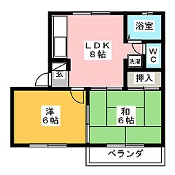 シャルムＭ 1階2LDKの間取り