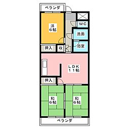 マンション東柴第2 2階3LDKの間取り