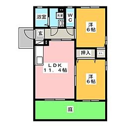 ドエル尾崎 2LDKの間取図画像