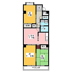 東柴ビル第三 3LDKの間取図画像