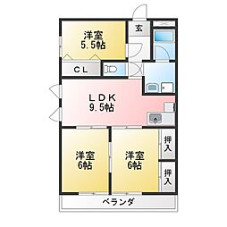 TAKIハイツ 3DKの間取図画像