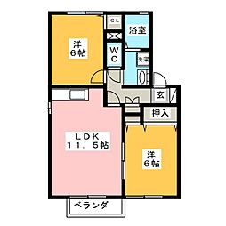 メゾンクレール 2LDKの間取図画像