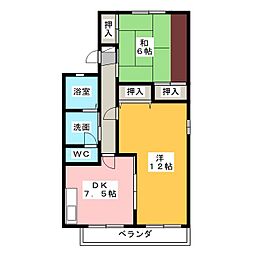 ハイムHIDAKA 2DKの間取図画像