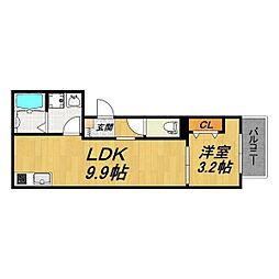 LE COCON 江南III 1LDKの間取図画像