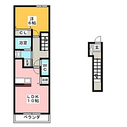 コム・フィール 1LDKの間取図画像