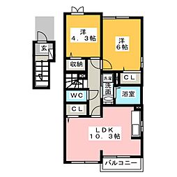 ルフレサージュ 2LDKの間取図画像