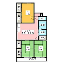 WEST98 3DKの間取図画像