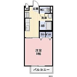 SurPlusOne大島 1Kの間取図画像