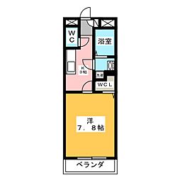 リコルテヴェルソー 1Kの間取図画像