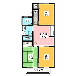 ブランニュー白山 3DKの間取図画像