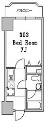 アパートメント21 1Kの間取図画像