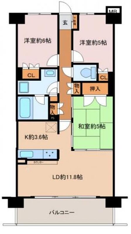 暮らし整う3LDKのワンフロア。過ごしやすい住環境も整うマンションです。