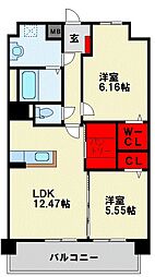 theSTAGE紅梅 2LDKの間取図画像