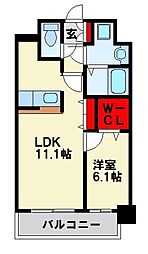 エヴァーグリーンR 1LDKの間取図画像